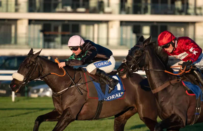 Newbury, United Kingdom. Friday 29th November 2024. Strong Leader and Sean Bowen win the Grade 2 Coral Long Distance Hurdle for trainer Olly Murphy and owner Welfordgolf Syndicate